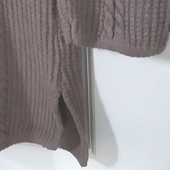 Cable Knit 100% Cotton Long Sweater by Jeanne Pierre Woman Tan - Picture 5 of 9